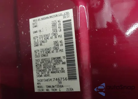 2023 Nissan Rogue S Intelligent Awd from USA, damaged, VIN 5N1BT3AB5PC746756